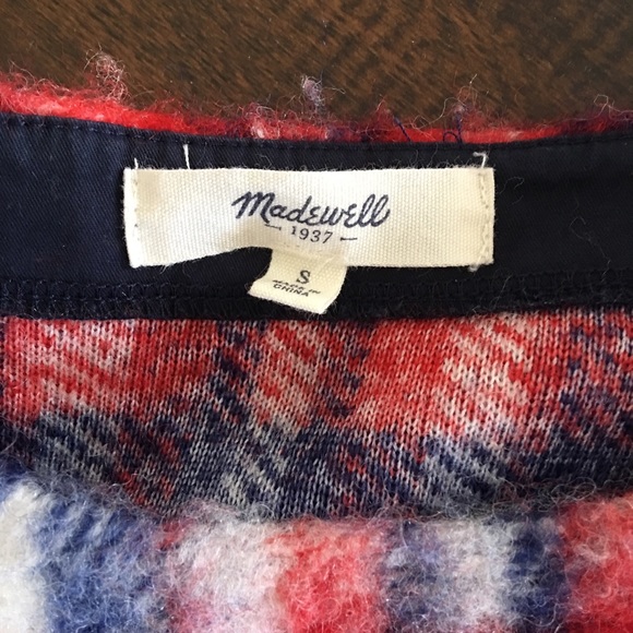 Madewell Red Brushed Plaid Pullover - Picture 4 of 5